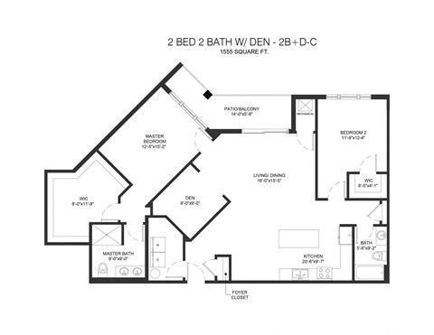 2BD-C Floor Plan at Arden of Oak Brook, Illinois, 60181